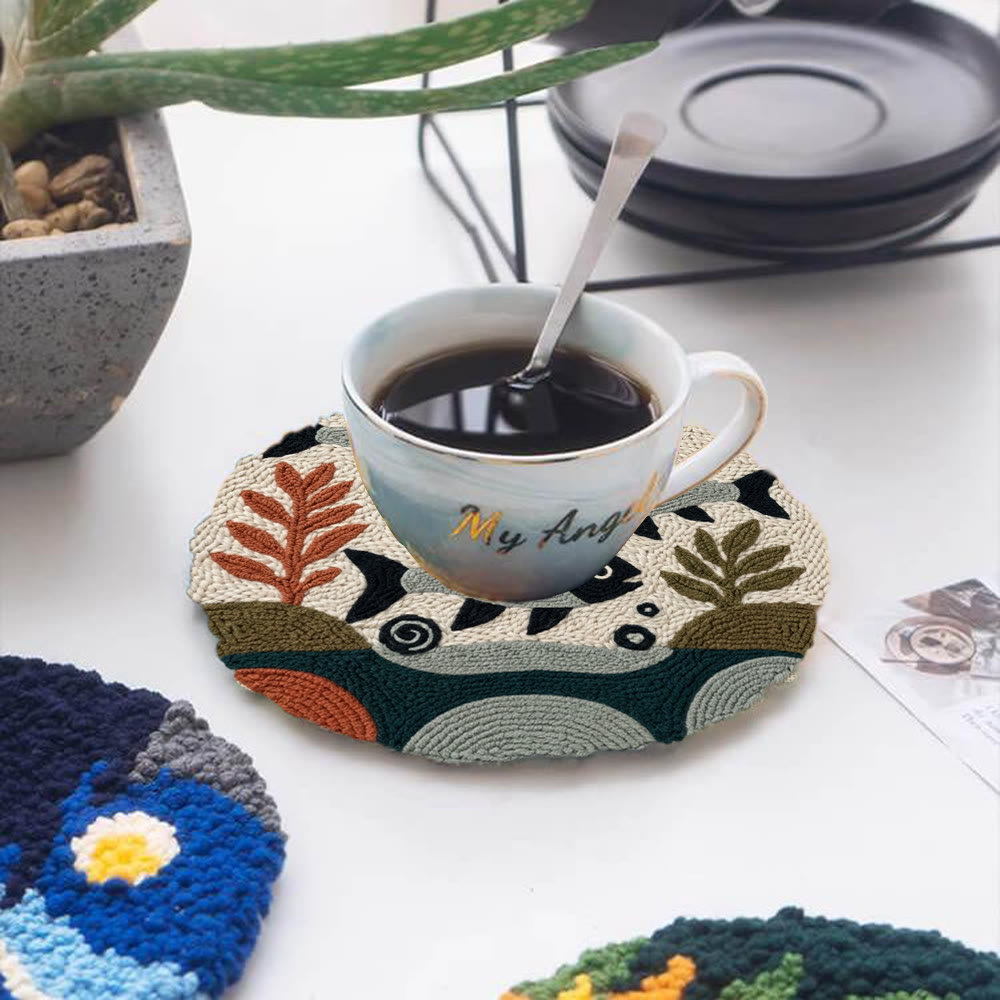 Punch-Needle-Set mit schwimmenden Fischen – Handgemachtes Geschenk für Fischliebhaber | Moderne Wohndekoration - 5-Zoll-Untersetzer-Set - image 12