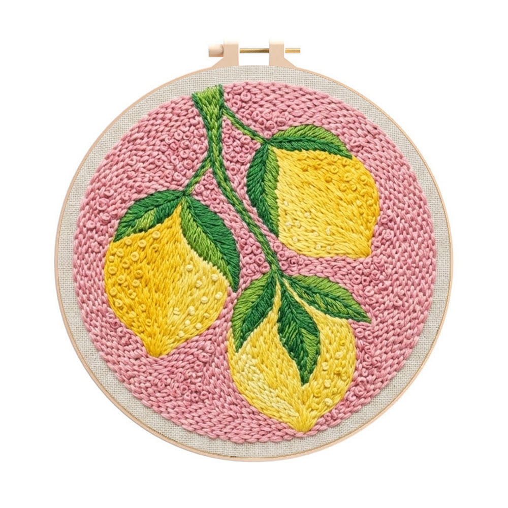 Stickset „Zitronenzeit“ – Einfache Handarbeit mit Fruchtmotiven | Entspannende Sommerdekoration für Ihr Zimmer - 8-Zoll-Reifenset - image 1