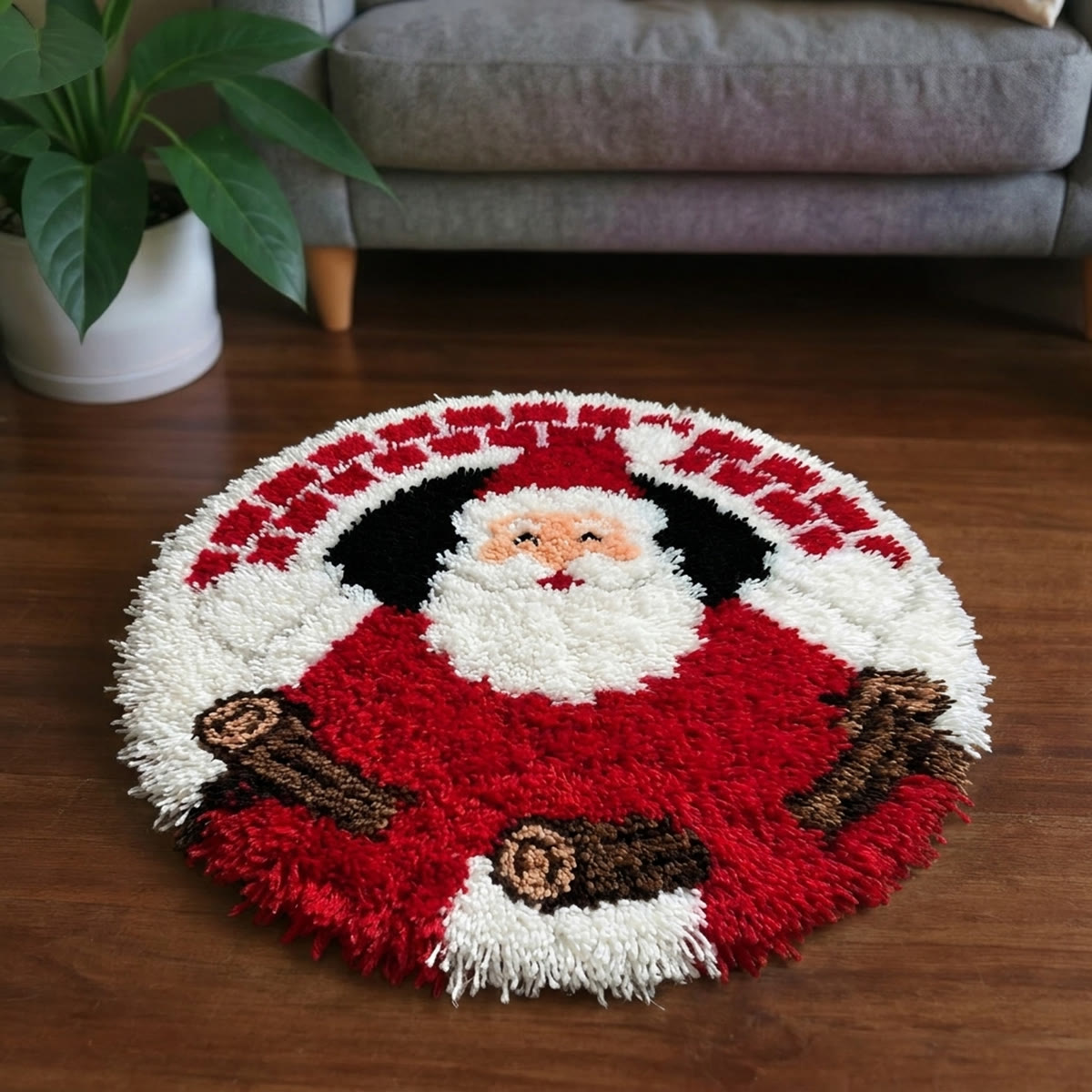 Rubbyoo Knüpfteppich-Set – Fröhlicher alter Heiliger | Gemütliche Fußmatte für Weihnachtsfeiern | Handgefertigter Einzugsteppich - image 4