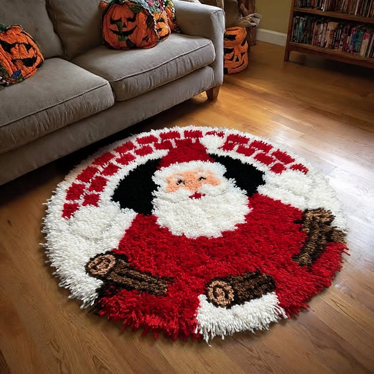 Rubbyoo Knüpfteppich-Set – Fröhlicher alter Heiliger | Gemütliche Fußmatte für Weihnachtsfeiern | Handgefertigter Einzugsteppich - image 3