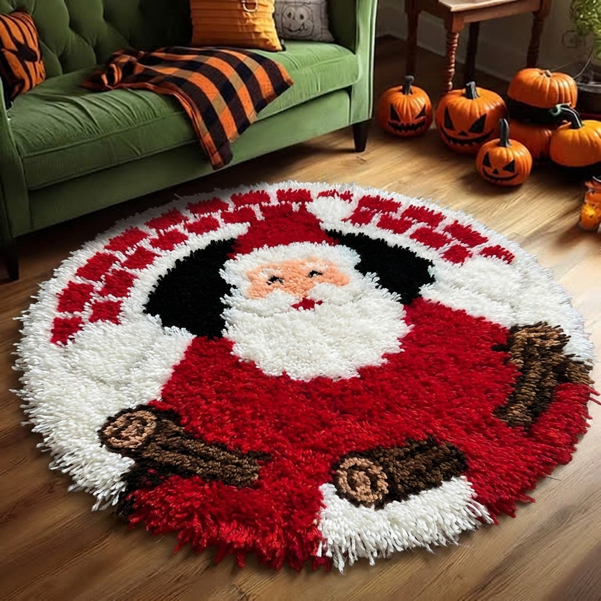 Rubbyoo Knüpfteppich-Set – Fröhlicher alter Heiliger | Gemütliche Fußmatte für Weihnachtsfeiern | Handgefertigter Einzugsteppich - image 8