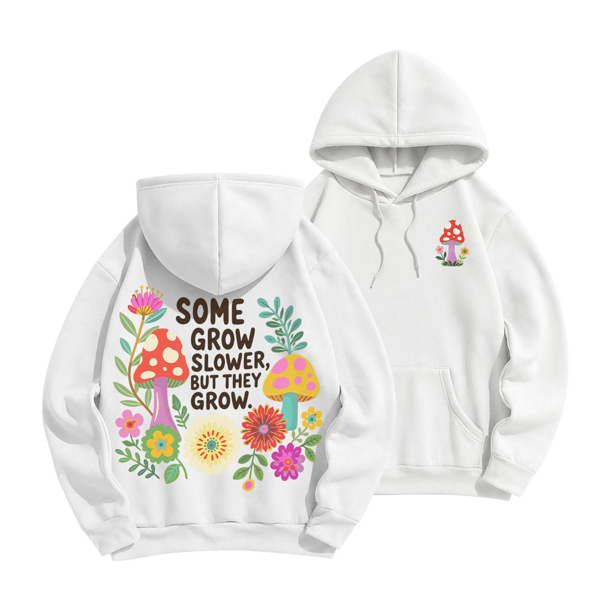 Rubbyoo Manche wachsen langsamer, aber sie wachsen Unisex-Hoodie - Weiß - 2XL - image 8