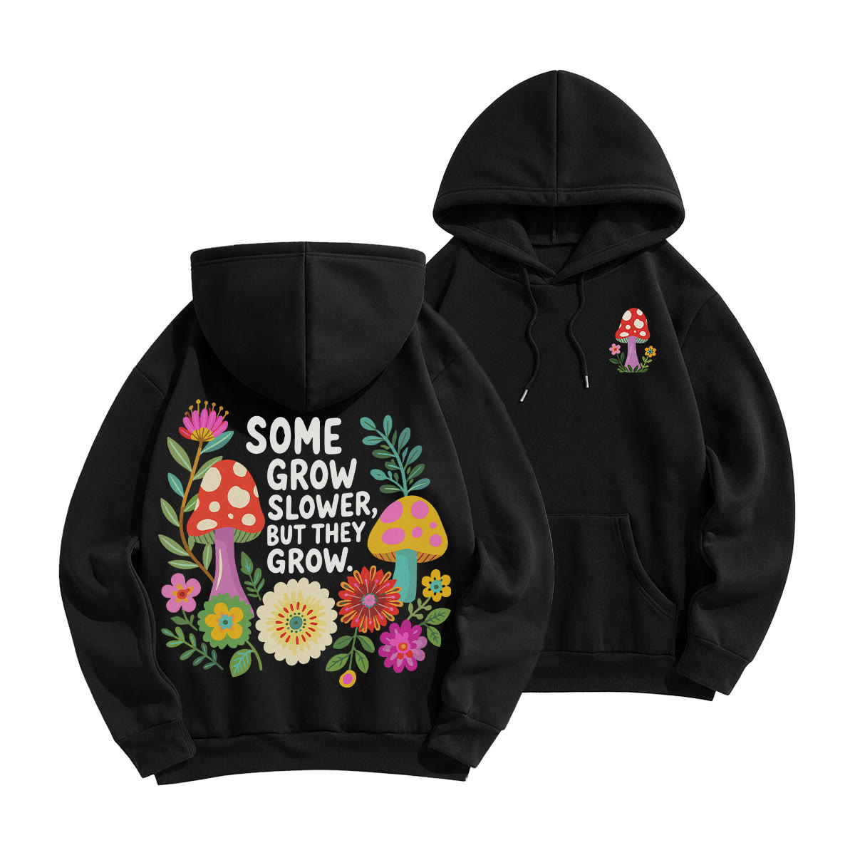 Rubbyoo Manche wachsen langsamer, aber sie wachsen Unisex-Hoodie - Schwarz - 2XL - image 11