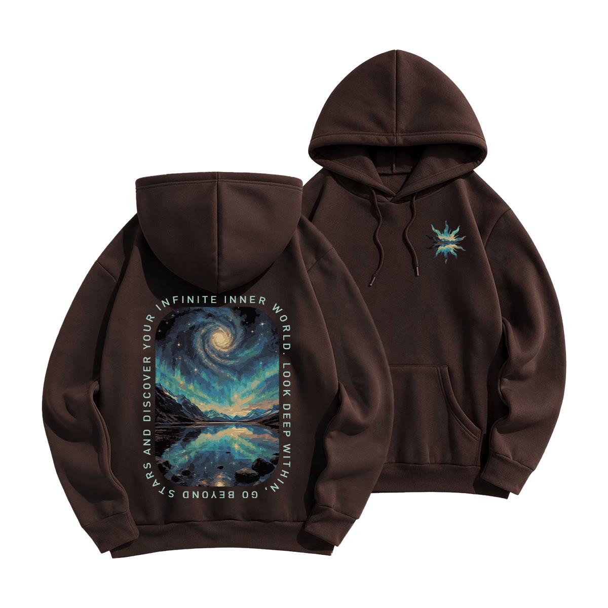Rubbyoo Unisex-Hoodie: Entdecke deine unendliche innere Welt jenseits der Sterne - Kaffee - 2XL - image 13