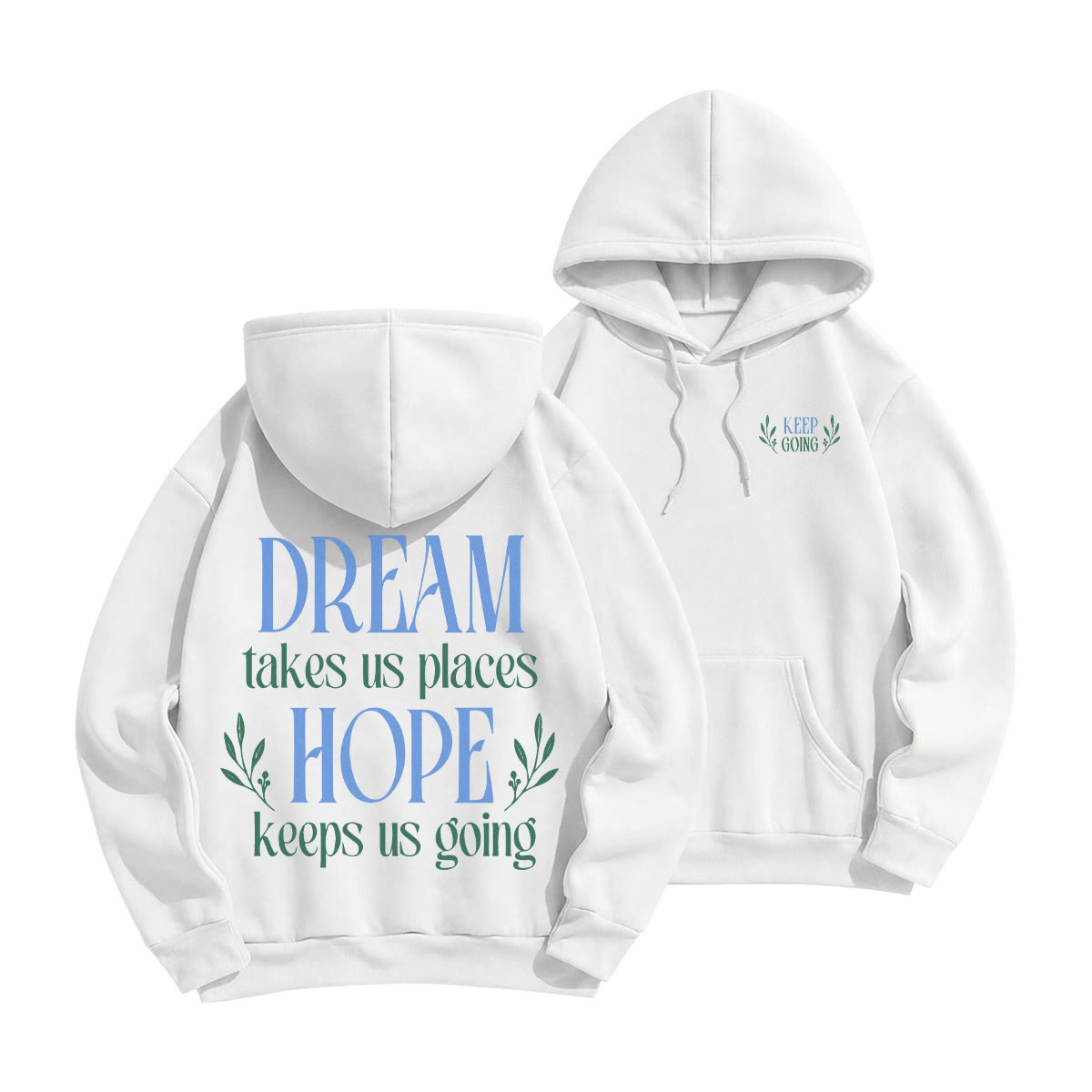 Rubbyoo Unisex-Hoodie „Hoffnung hält uns am Laufen“ - Weiß - 2XL - image 1