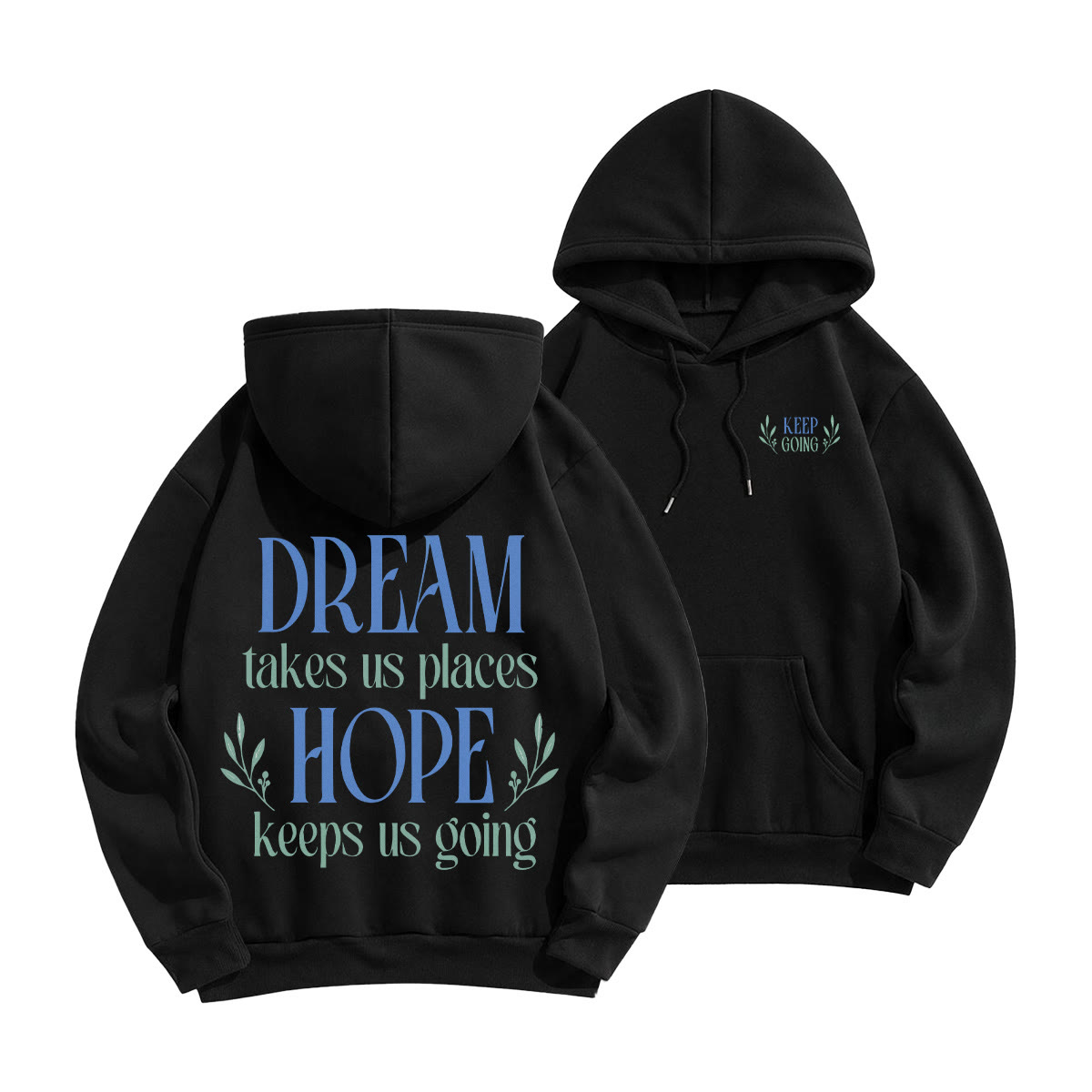 Rubbyoo Unisex-Hoodie „Hoffnung hält uns am Laufen“ - Schwarz - 2XL - image 7