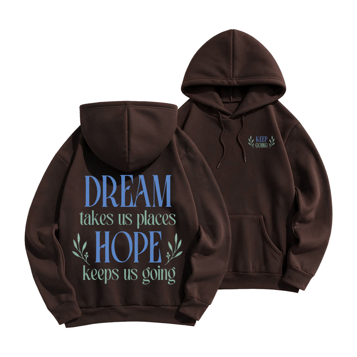 Rubbyoo Unisex-Hoodie „Hoffnung hält uns am Laufen“ - Kaffee - 2XL - image 10