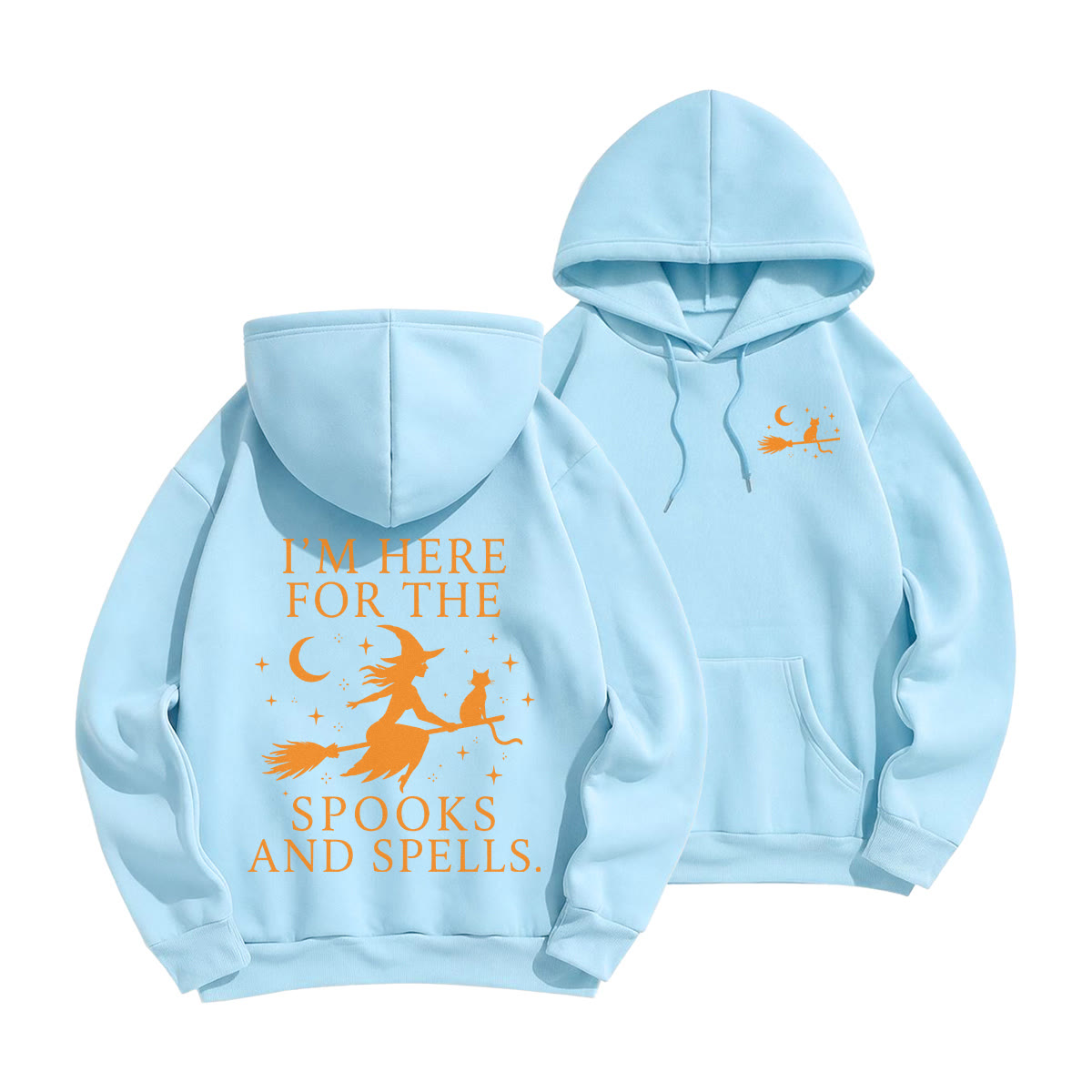 Rubbyoo Ich bin hier für Geister und Zauber – Unisex-Hoodie-Halloween-Outfit - Hellblau - 2XL - image 13