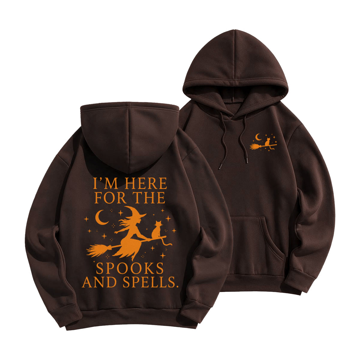 Rubbyoo Ich bin hier für Geister und Zauber – Unisex-Hoodie-Halloween-Outfit - Kaffee - 2XL - image 1