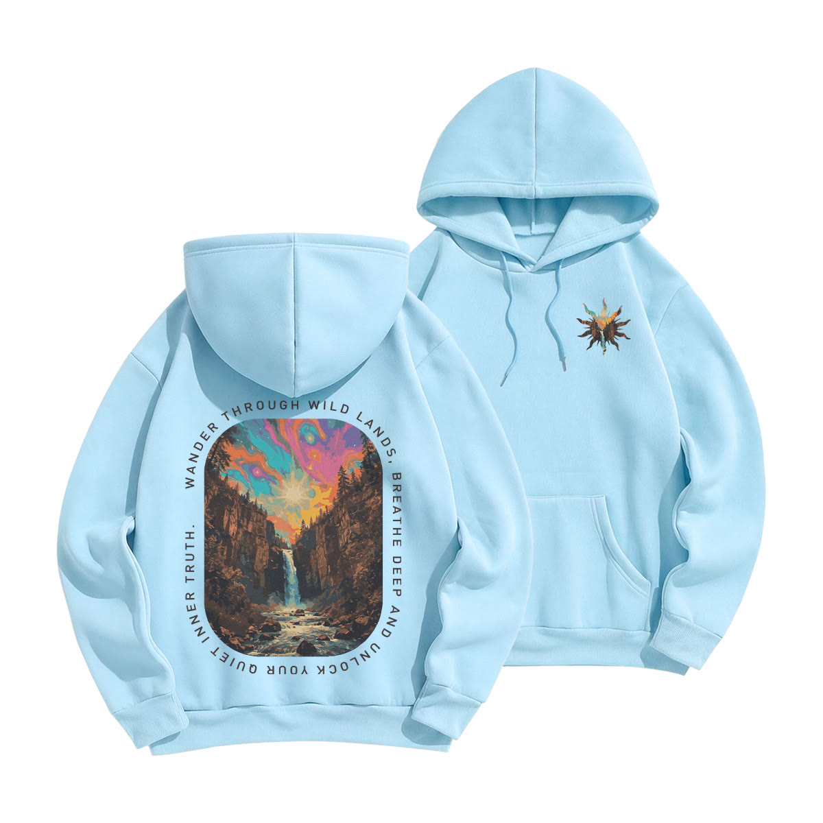 Rubbyoo Wander Through Wild Lands Unisex Hoodie - Hellblau - 2XL - image 10