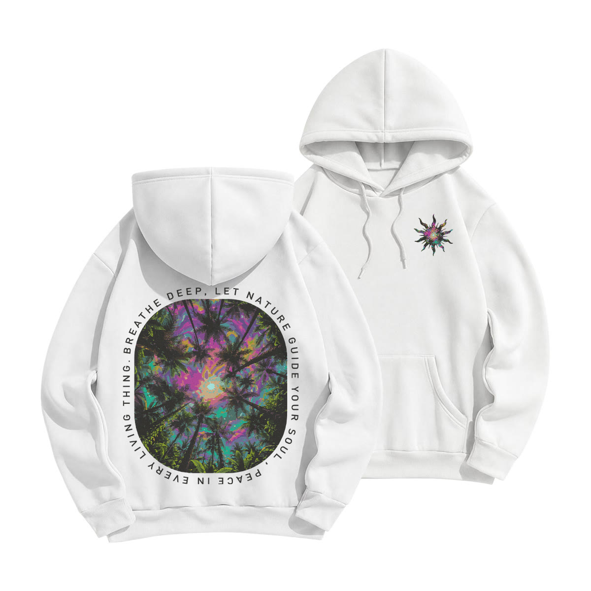 Rubbyoo Lass die Natur deine Seele leiten Unisex-Hoodie - Weiß - 2XL - image 7