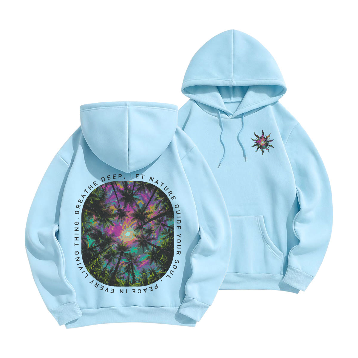 Rubbyoo Lass die Natur deine Seele leiten Unisex-Hoodie - Hellblau - 2XL - image 10