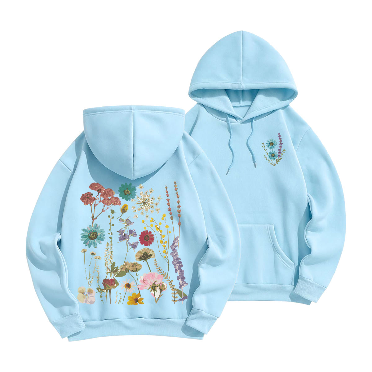 Rubbyoo Unisex-Hoodie mit buntem Wildblumen-Motiv - Leichter Kaffee - 2XL - image 13