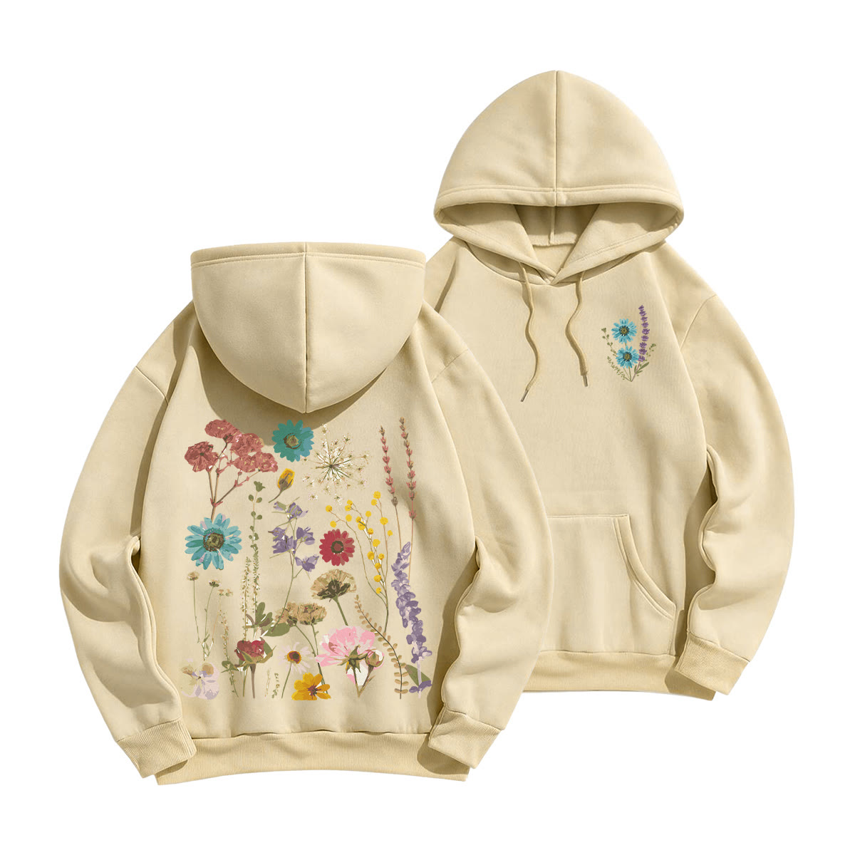 Rubbyoo Unisex-Hoodie mit buntem Wildblumen-Motiv - image 10