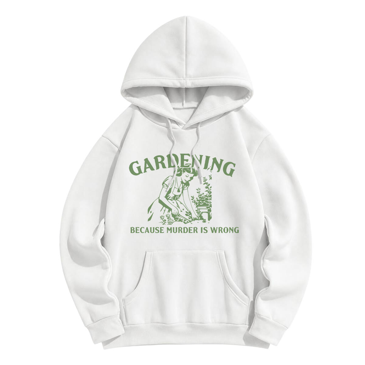 Rubbyoo Gartenarbeit – Weil Mord falsch ist – Unisex-Hoodie - Weiß - 2XL - image 1