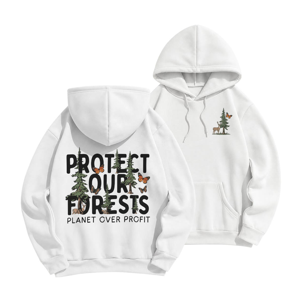 Rubbyoo Unisex-Hoodie „Schütze unsere Wälder“ - Weiß - 2XL - image 7