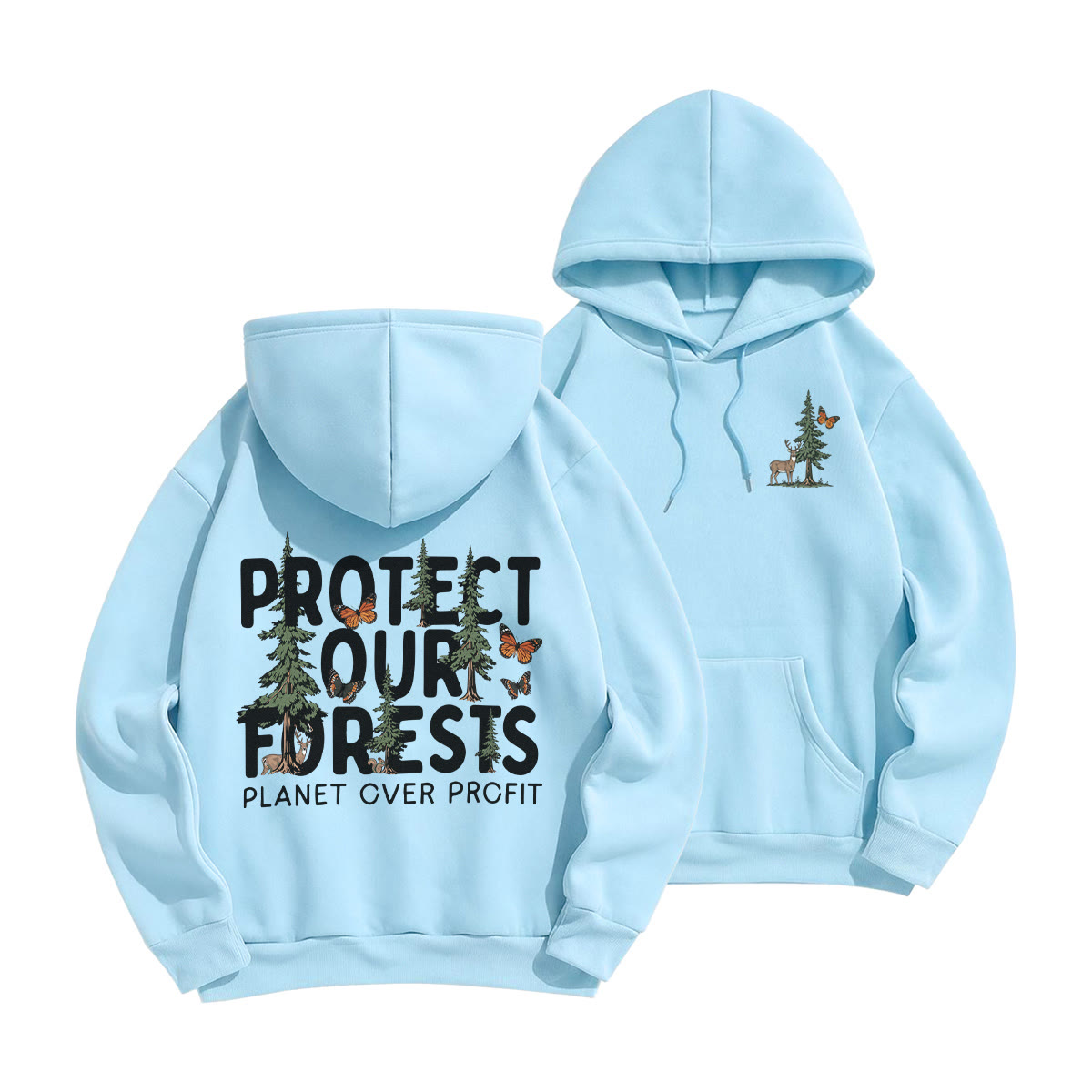Rubbyoo Unisex-Hoodie „Schütze unsere Wälder“ - Hellblau - 2XL - image 16
