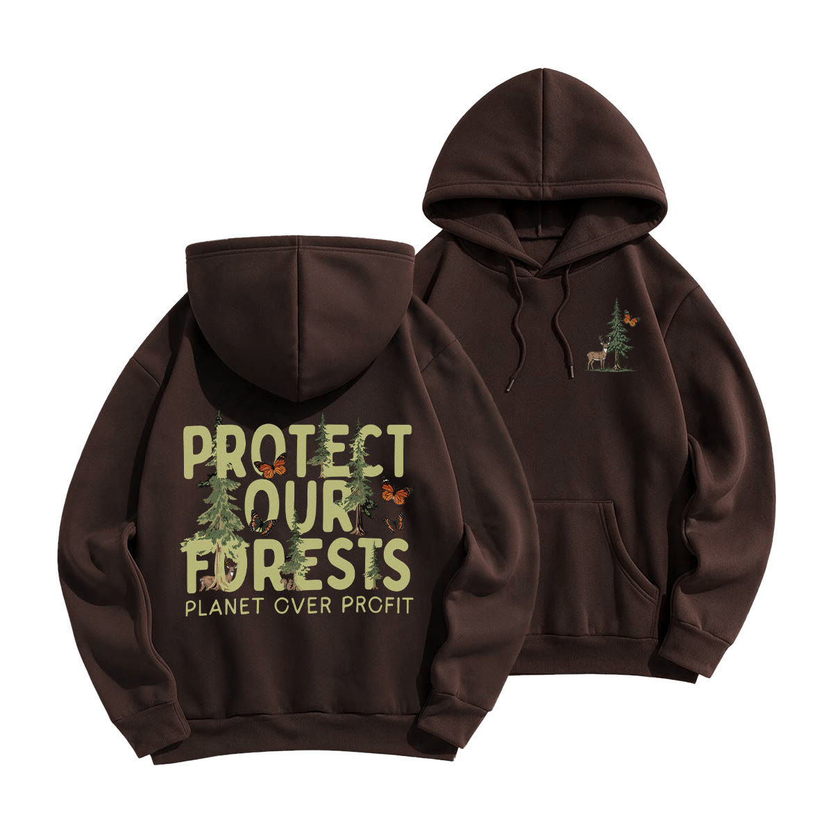 Rubbyoo Unisex-Hoodie „Schütze unsere Wälder“ - Kaffee - 2XL - image 13
