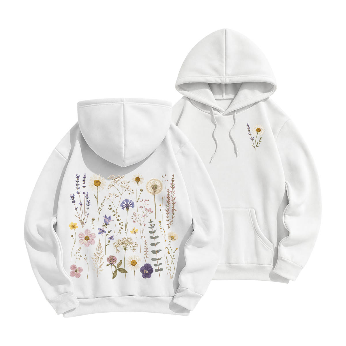 Rubbyoo Rustikaler Unisex-Hoodie mit schönen Blumen - Weiß - 2XL - image 8