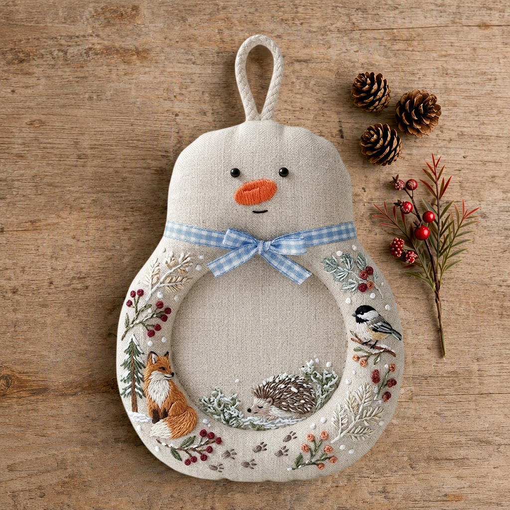Rubbyoo Schneemann-Untersetzer-Stickset – Waldtier-Party | Handgemachter Becheruntersetzer für Kinder | Gemütliches Weihnachtsgeschenk - image 5