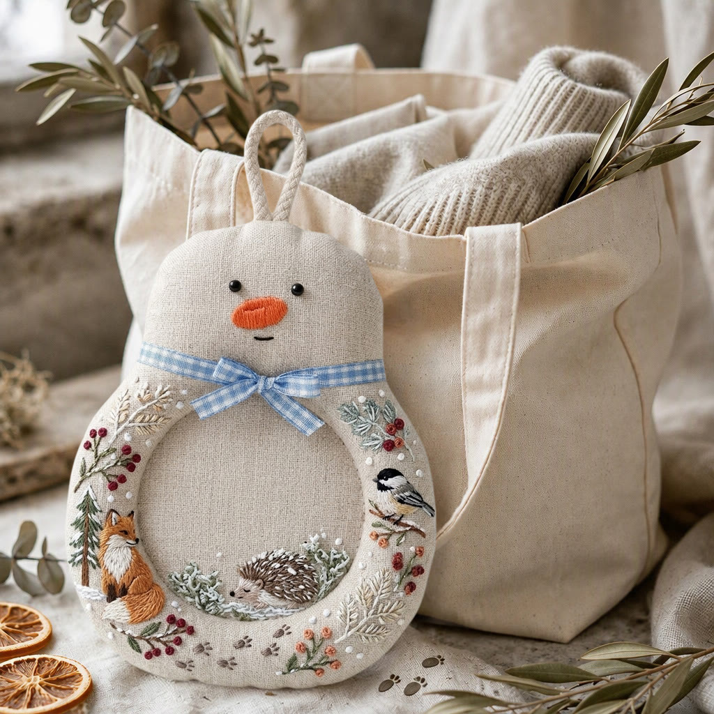 Rubbyoo Schneemann-Untersetzer-Stickset – Waldtier-Party | Handgemachter Becheruntersetzer für Kinder | Gemütliches Weihnachtsgeschenk - image 2