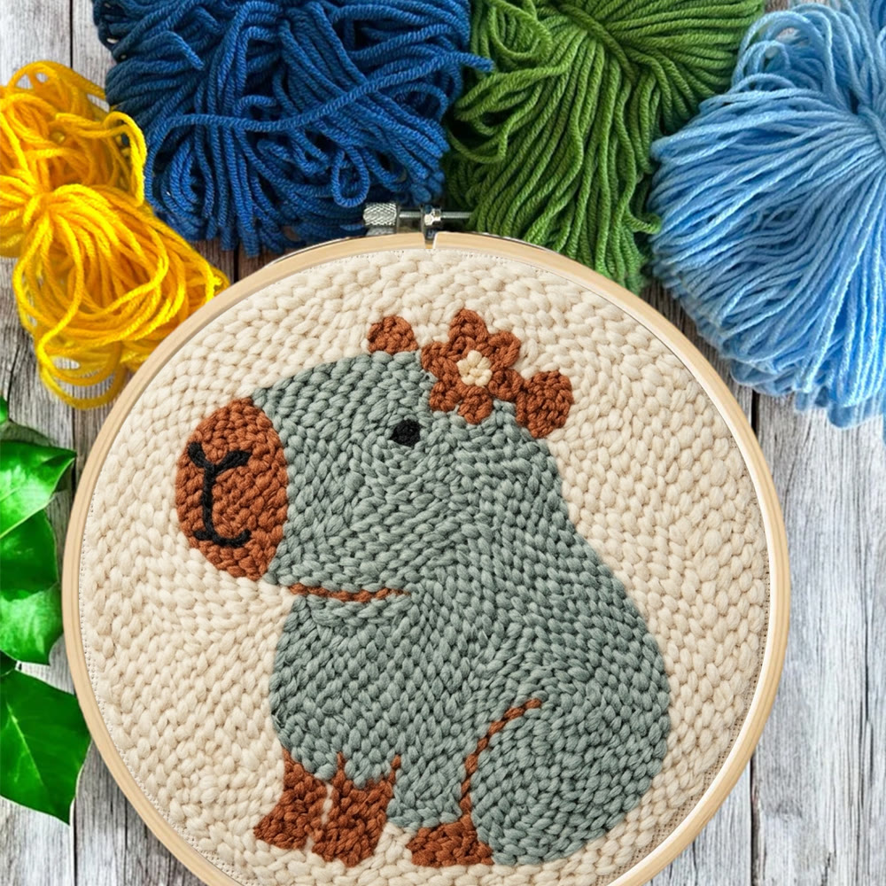 Niedliches Capybara-Punch-Needle-Set – Handgefertigte, wohnliche Dekoration | Neues Hobby für Einsteiger - image 7