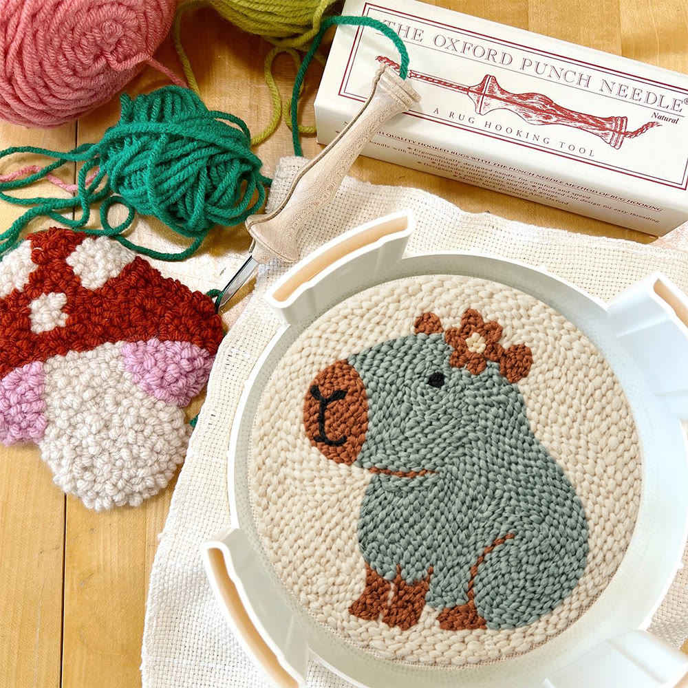 Niedliches Capybara-Punch-Needle-Set – Handgefertigte, wohnliche Dekoration | Neues Hobby für Einsteiger - image 8