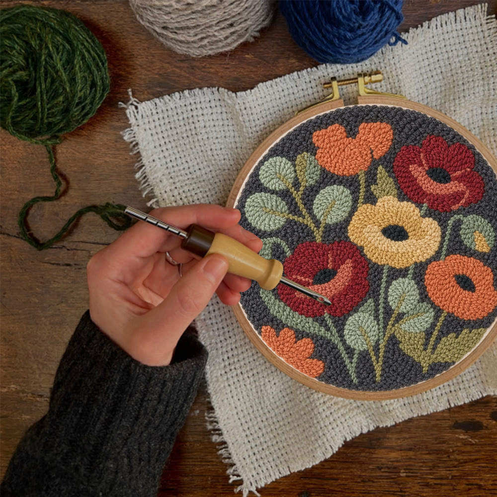 Vintage Bloom Punch Needle Set – Rustikales Gartenmotiv | Aufwendiges Blumenkunstwerk - image 10
