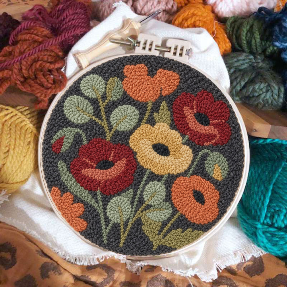 Vintage Bloom Punch Needle Set – Rustikales Gartenmotiv | Aufwendiges Blumenkunstwerk - image 4