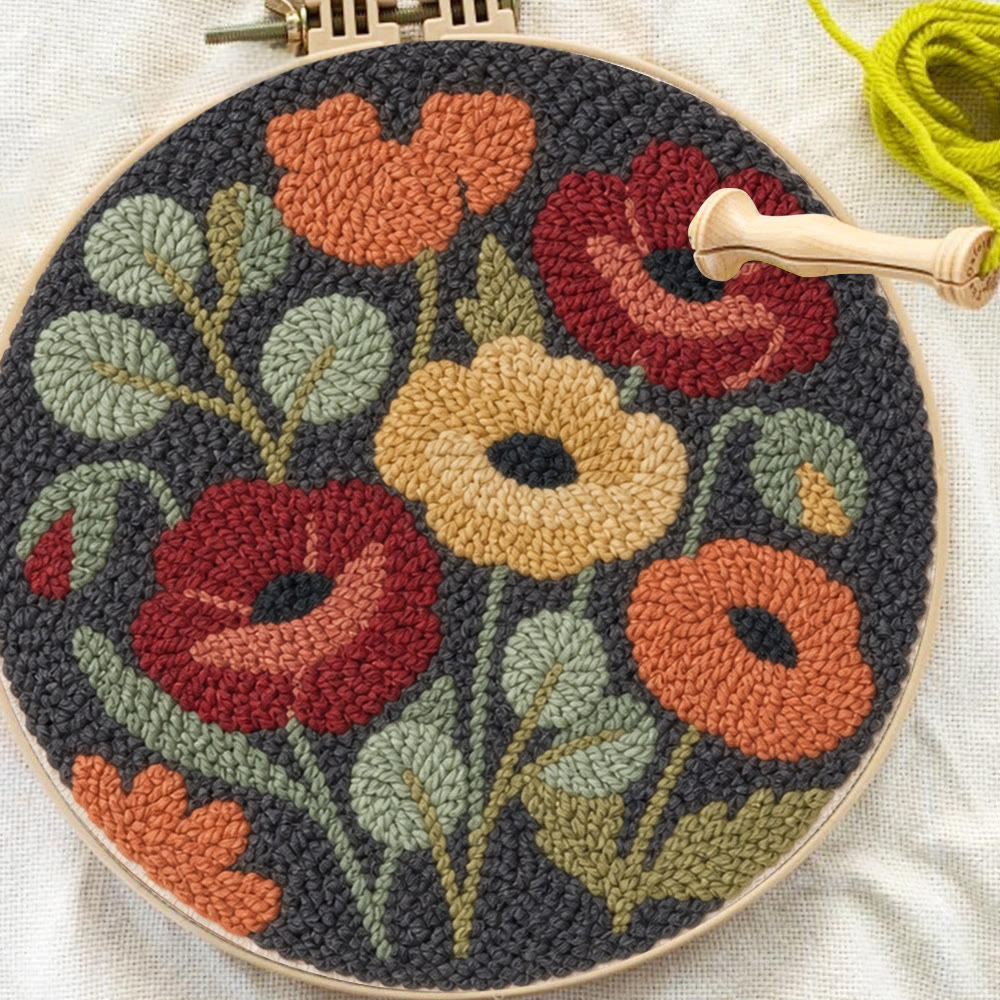 Vintage Bloom Punch Needle Set – Rustikales Gartenmotiv | Aufwendiges Blumenkunstwerk - image 3