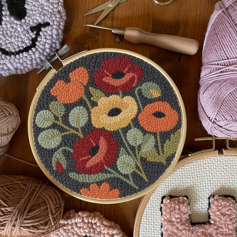 Vintage Bloom Punch Needle Set – Rustikales Gartenmotiv | Aufwendiges Blumenkunstwerk - image 8
