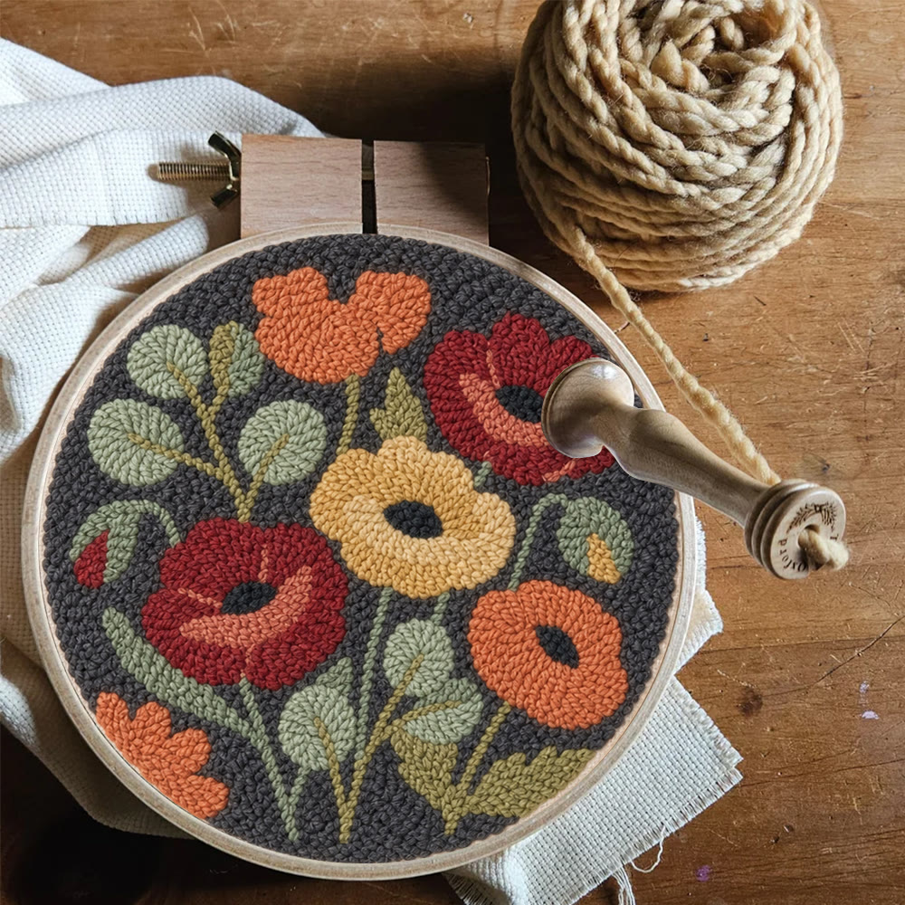 Vintage Bloom Punch Needle Set – Rustikales Gartenmotiv | Aufwendiges Blumenkunstwerk - image 5