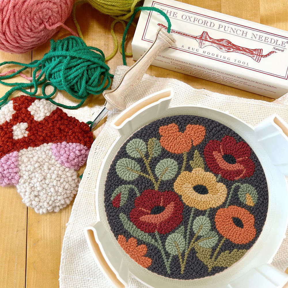 Vintage Bloom Punch Needle Set – Rustikales Gartenmotiv | Aufwendiges Blumenkunstwerk - image 9