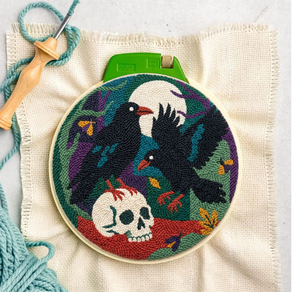 Midnight Raven Punch Needle Kit – Dunkle Ästhetik Stickrahmen | Gothic-Akzent für die Gruselsaison - image 2