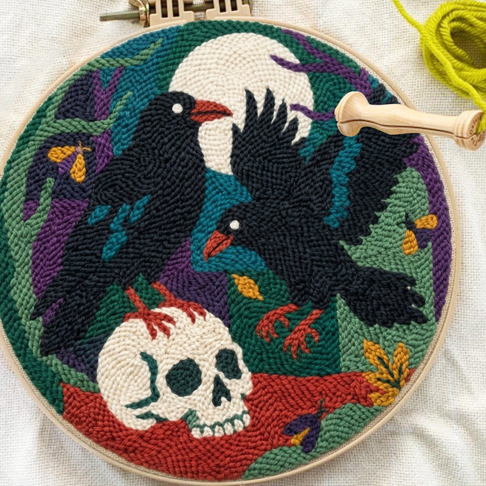 Midnight Raven Punch Needle Kit – Dunkle Ästhetik Stickrahmen | Gothic-Akzent für die Gruselsaison - image 4