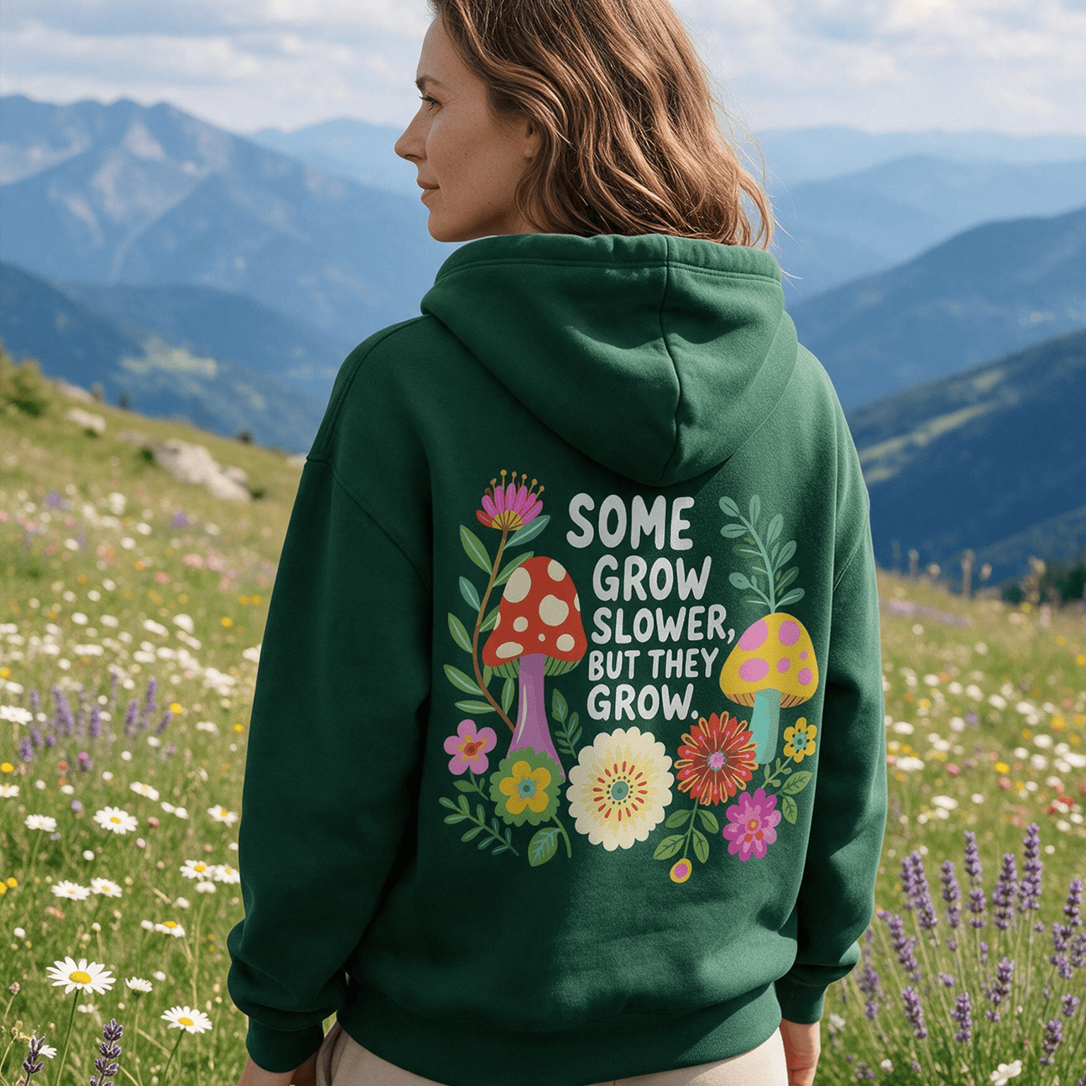 Rubbyoo Manche wachsen langsamer, aber sie wachsen Unisex-Hoodie - image 4