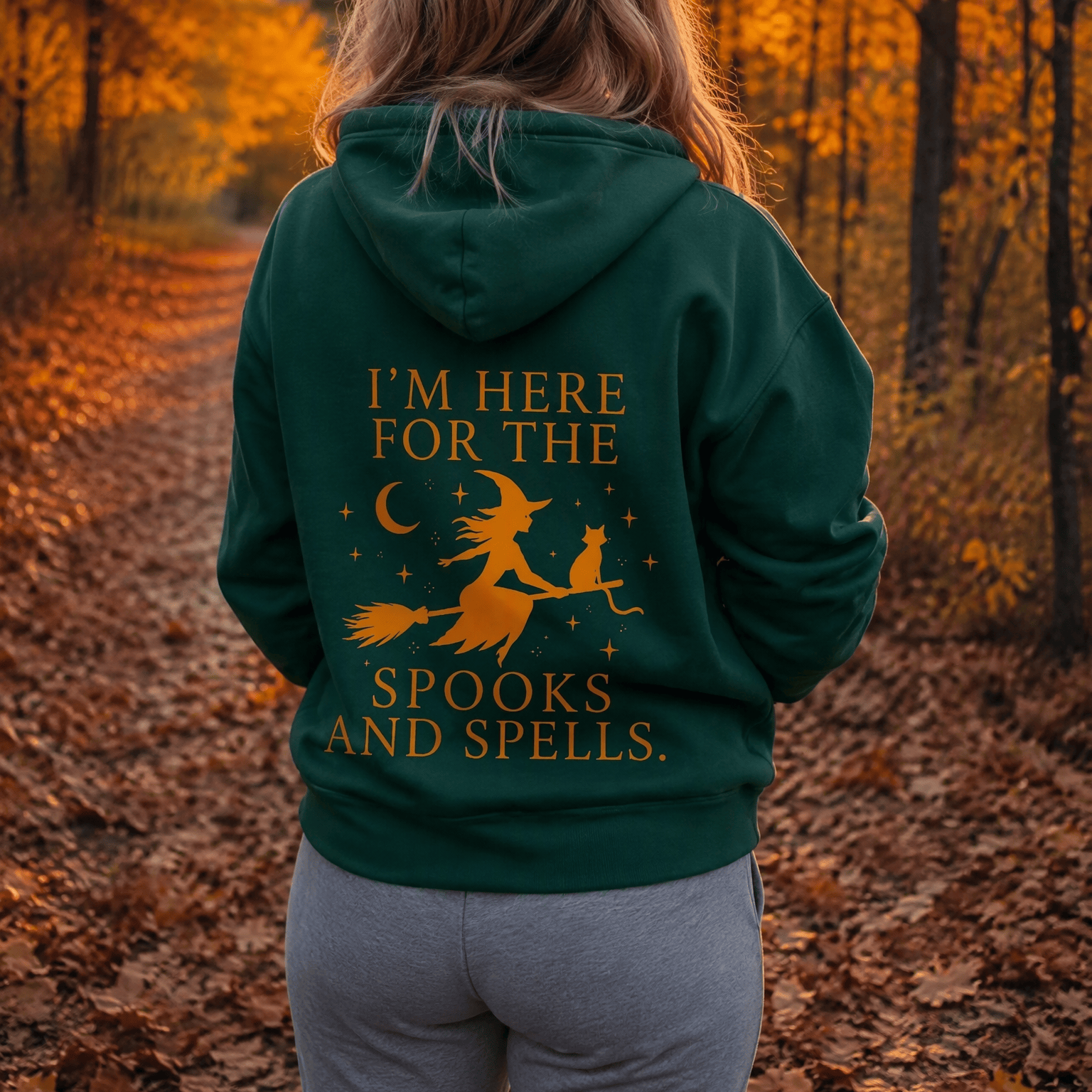Rubbyoo Ich bin hier für Geister und Zauber – Unisex-Hoodie-Halloween-Outfit - image 22