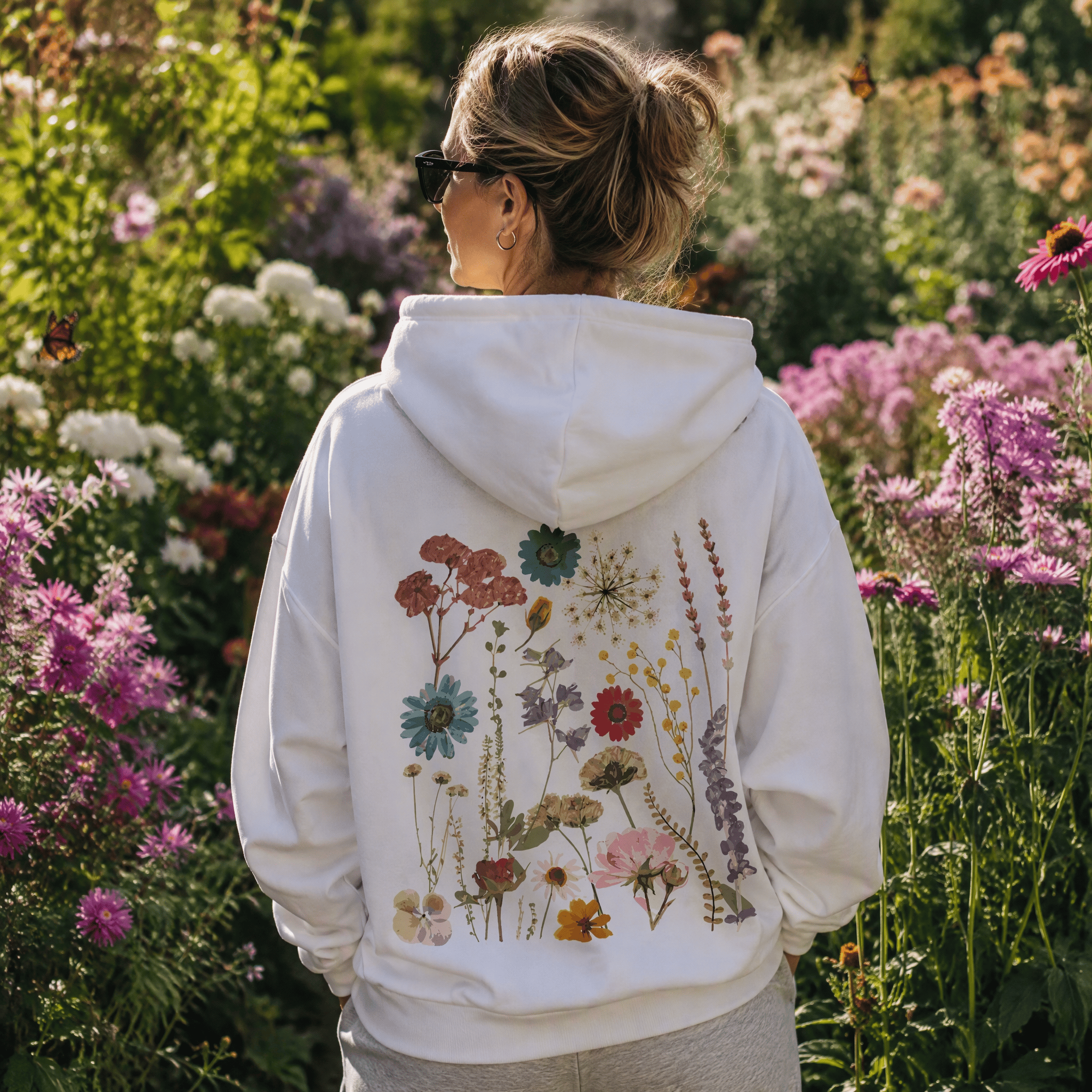 Rubbyoo Unisex-Hoodie mit buntem Wildblumen-Motiv - image 2
