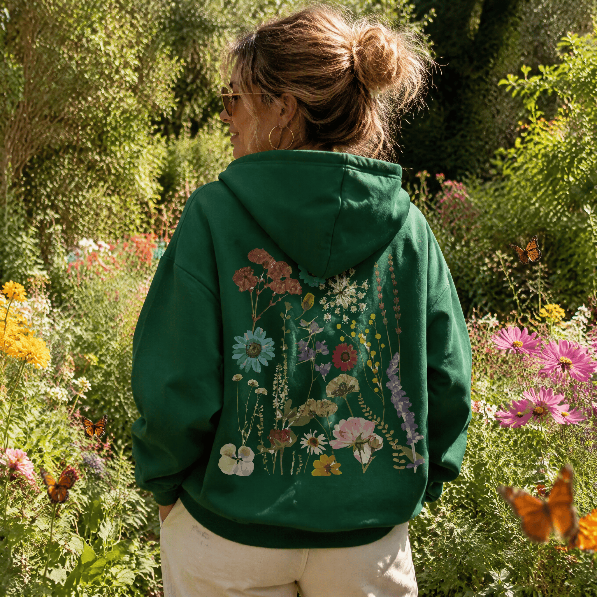 Rubbyoo Unisex-Hoodie mit buntem Wildblumen-Motiv - image 3