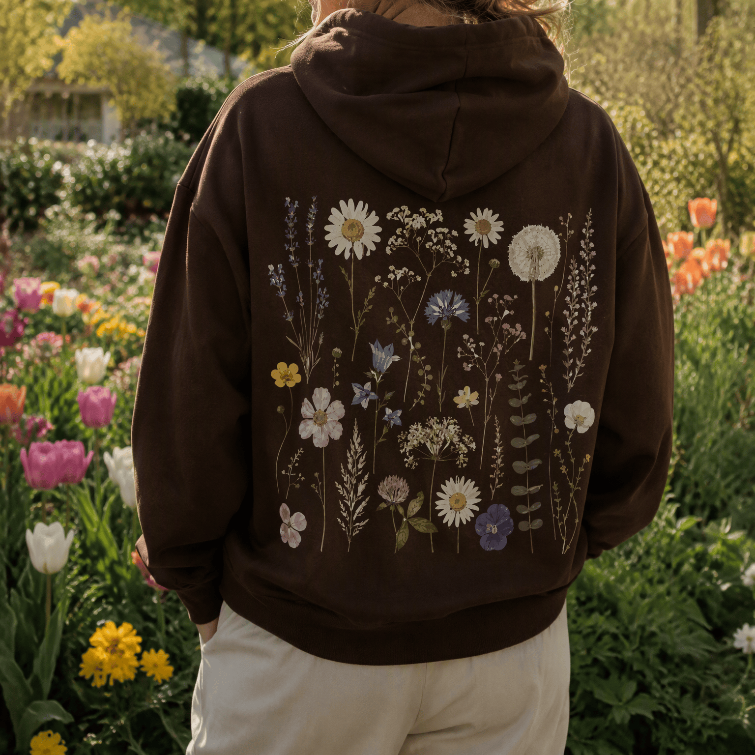 Rubbyoo Rustikaler Unisex-Hoodie mit schönen Blumen - image 7