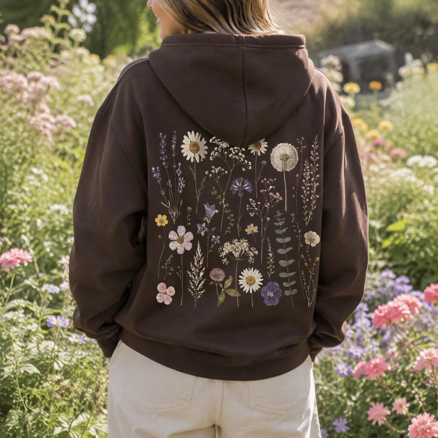 Rubbyoo Rustikaler Unisex-Hoodie mit schönen Blumen - image 2