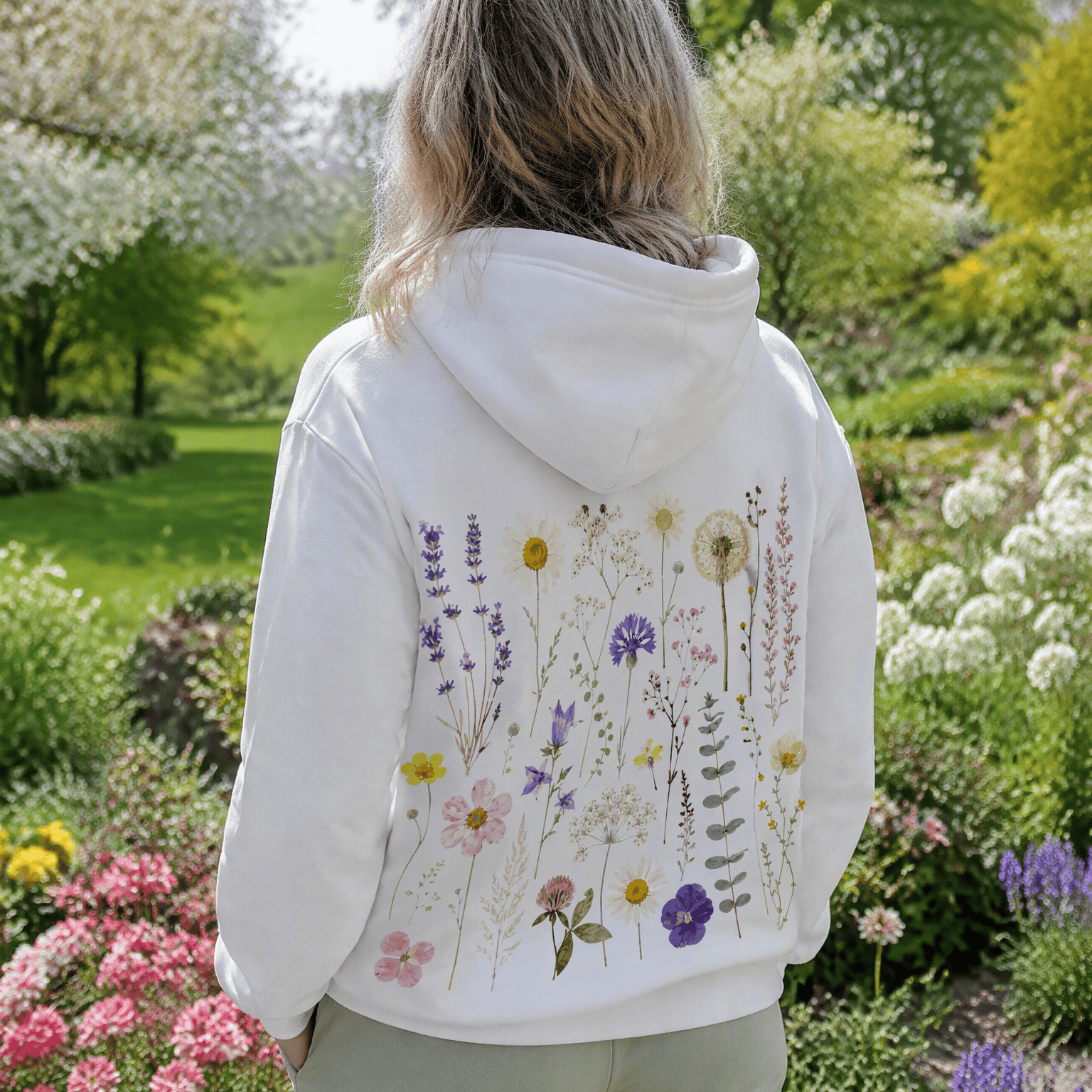 Rubbyoo Rustikaler Unisex-Hoodie mit schönen Blumen - image 4