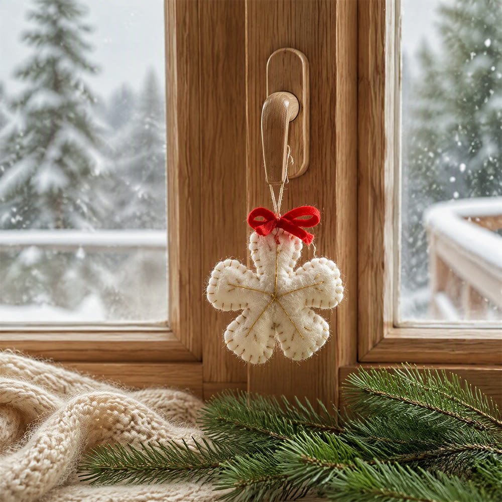 Rubbyoo Weihnachtsbaumschmuck – DIY-Ornament aus Stofffilz | Gemütliche Weihnachtsdekoration für Zuhause - Weißer Kranz - image 6