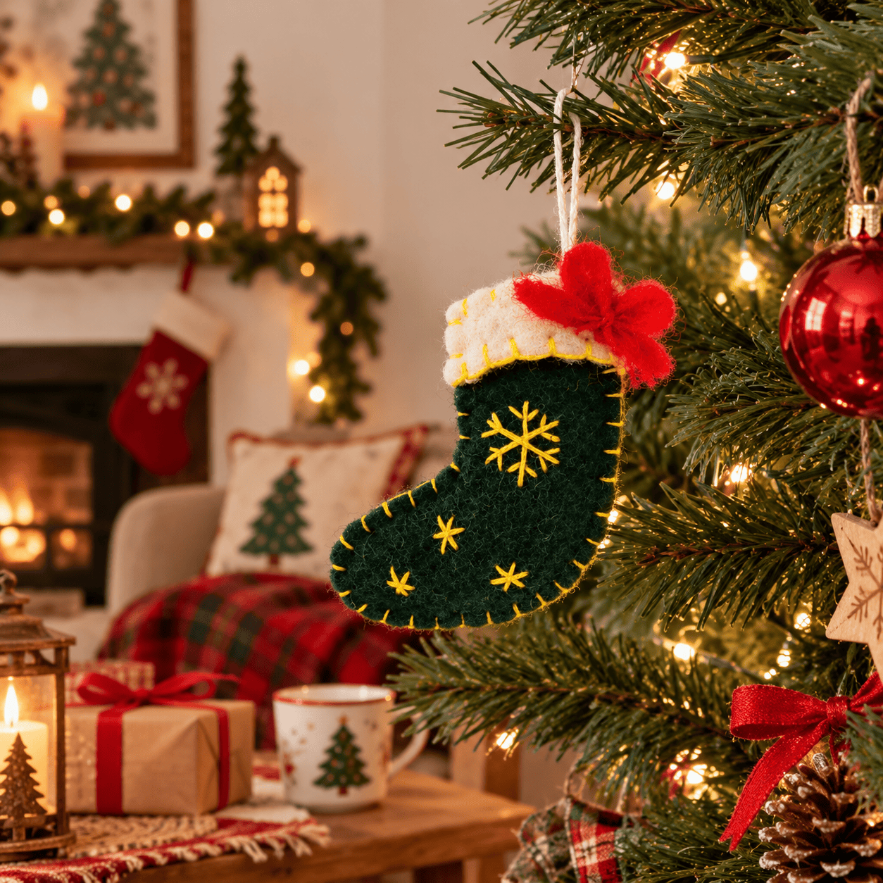 Rubbyoo Weihnachtsbaumschmuck – DIY-Ornament aus Stofffilz | Gemütliche Weihnachtsdekoration für Zuhause - Grüne Socke - image 12