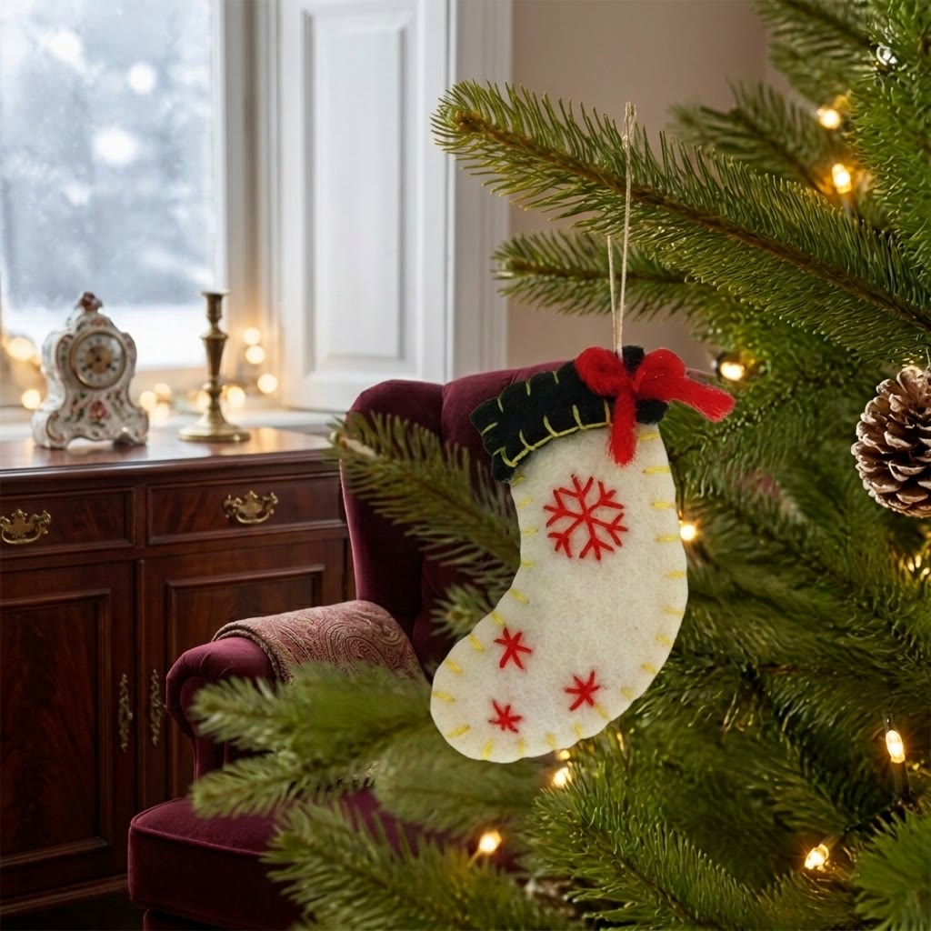 Rubbyoo Weihnachtsbaumschmuck – DIY-Ornament aus Stofffilz | Gemütliche Weihnachtsdekoration für Zuhause - Weiße Socke - image 13