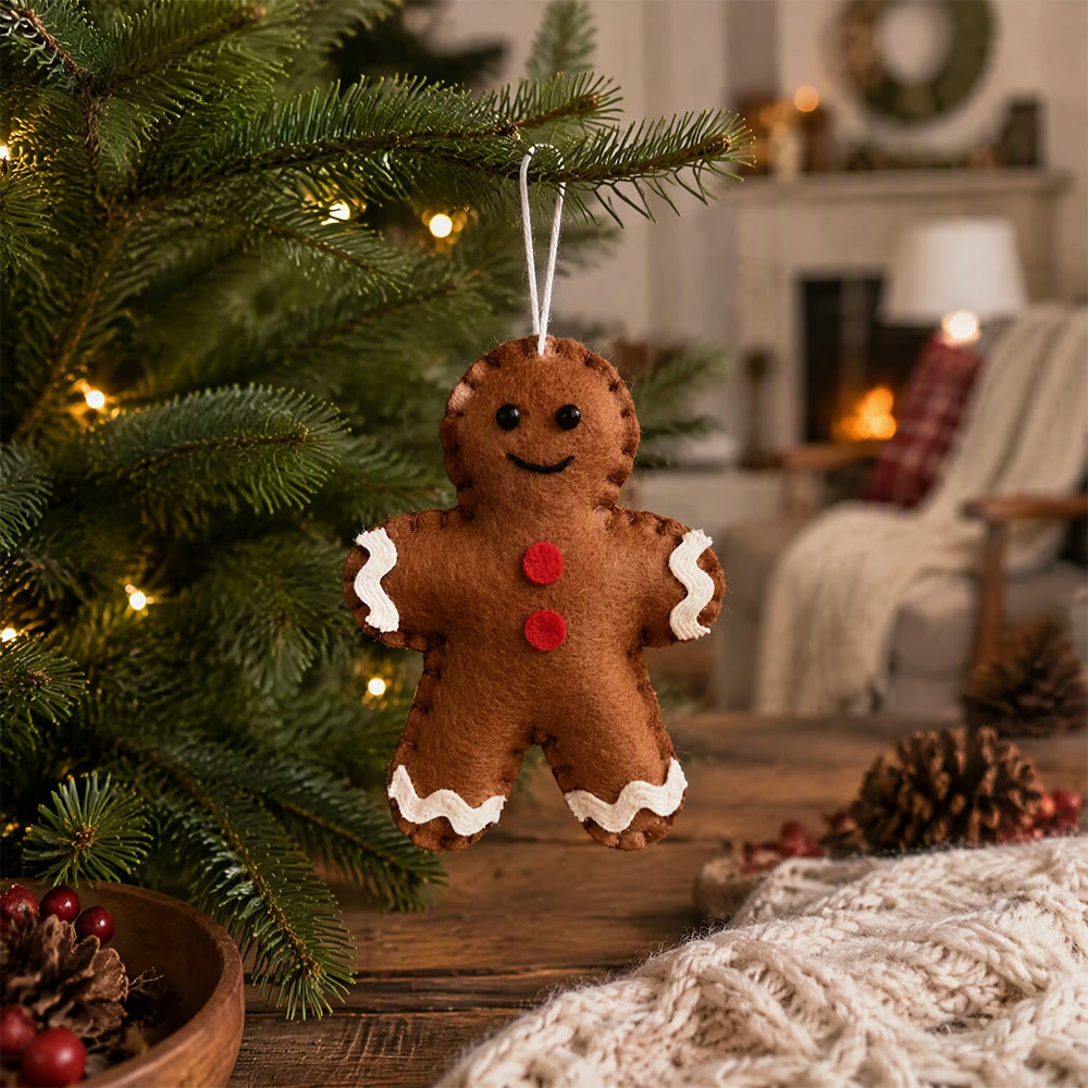 Rubbyoo Weihnachtsbaumschmuck – DIY-Ornament aus Stofffilz | Gemütliche Weihnachtsdekoration für Zuhause - Lebkuchenmann - image 14