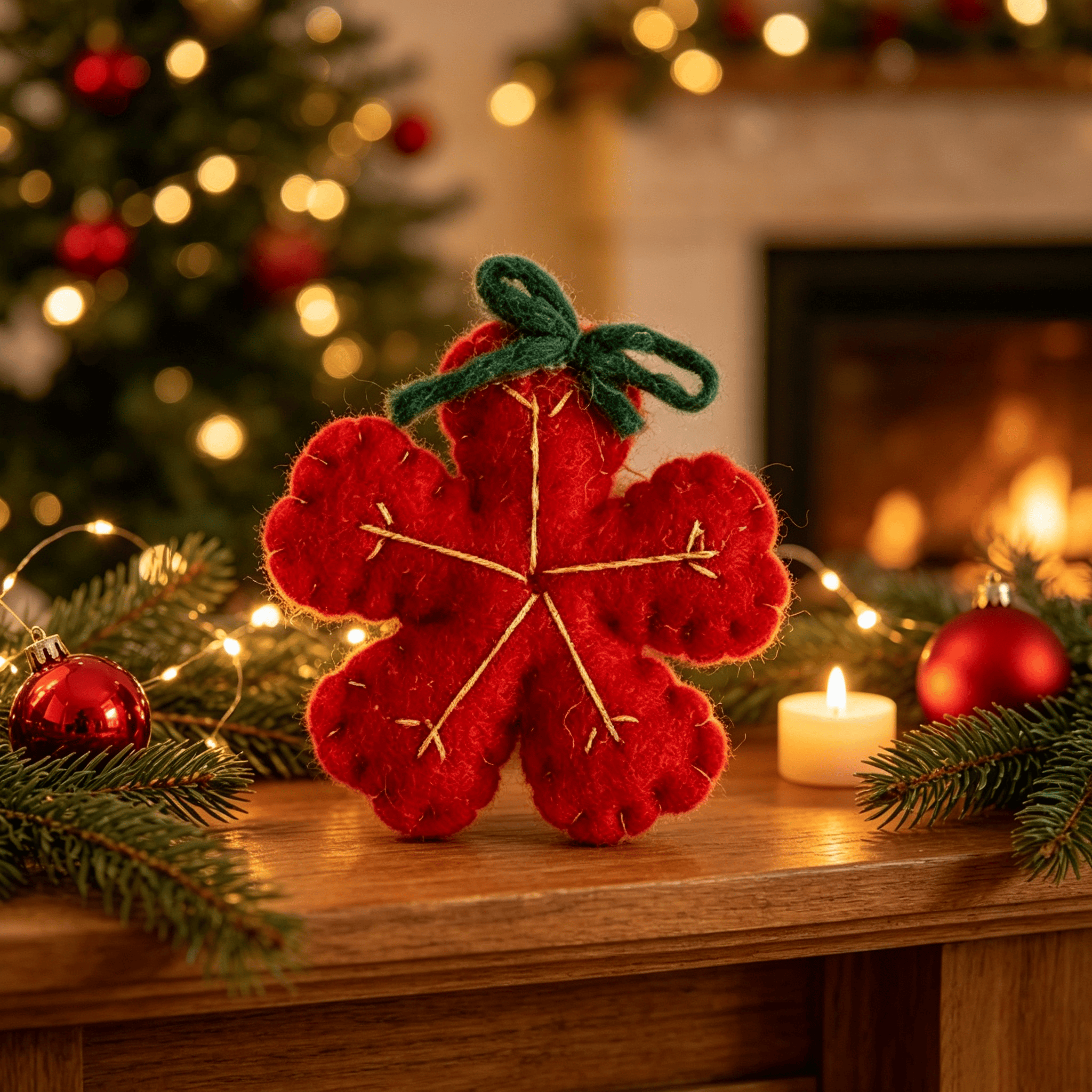 Rubbyoo Weihnachtsbaumschmuck – DIY-Ornament aus Stofffilz | Gemütliche Weihnachtsdekoration für Zuhause - Roter Kranz - image 15