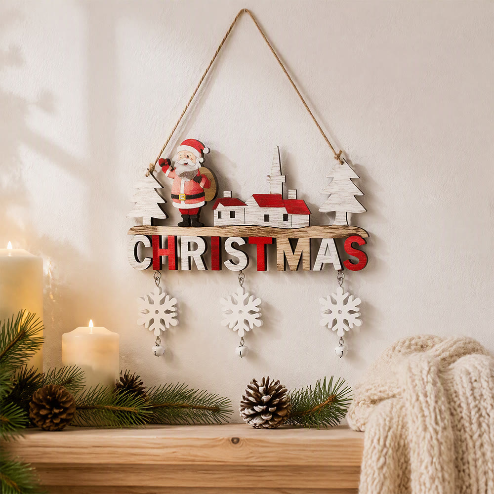 Rubbyoo Türhänger aus Holz – Rustikaler Weihnachtsschmuck für die Wand | Gemütliche Weihnachtsdeko für Zuhause - Weihnachtsmann - image 2
