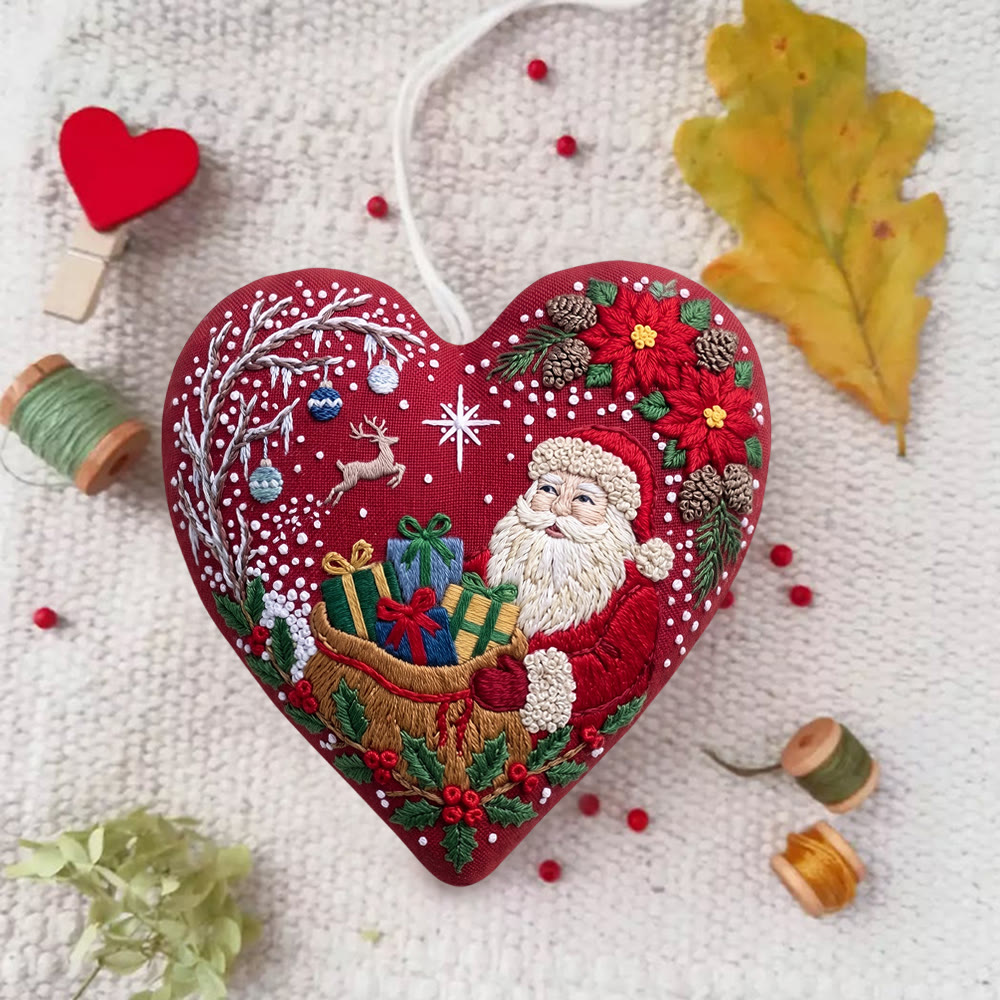 Rubbyoo Herz-Stickset – Fröhliche Weihnachtsgeschenke | Weihnachtsstern-Motiv mit Weihnachtsmann | Traditionelles Weihnachtsgeschenk - image 1