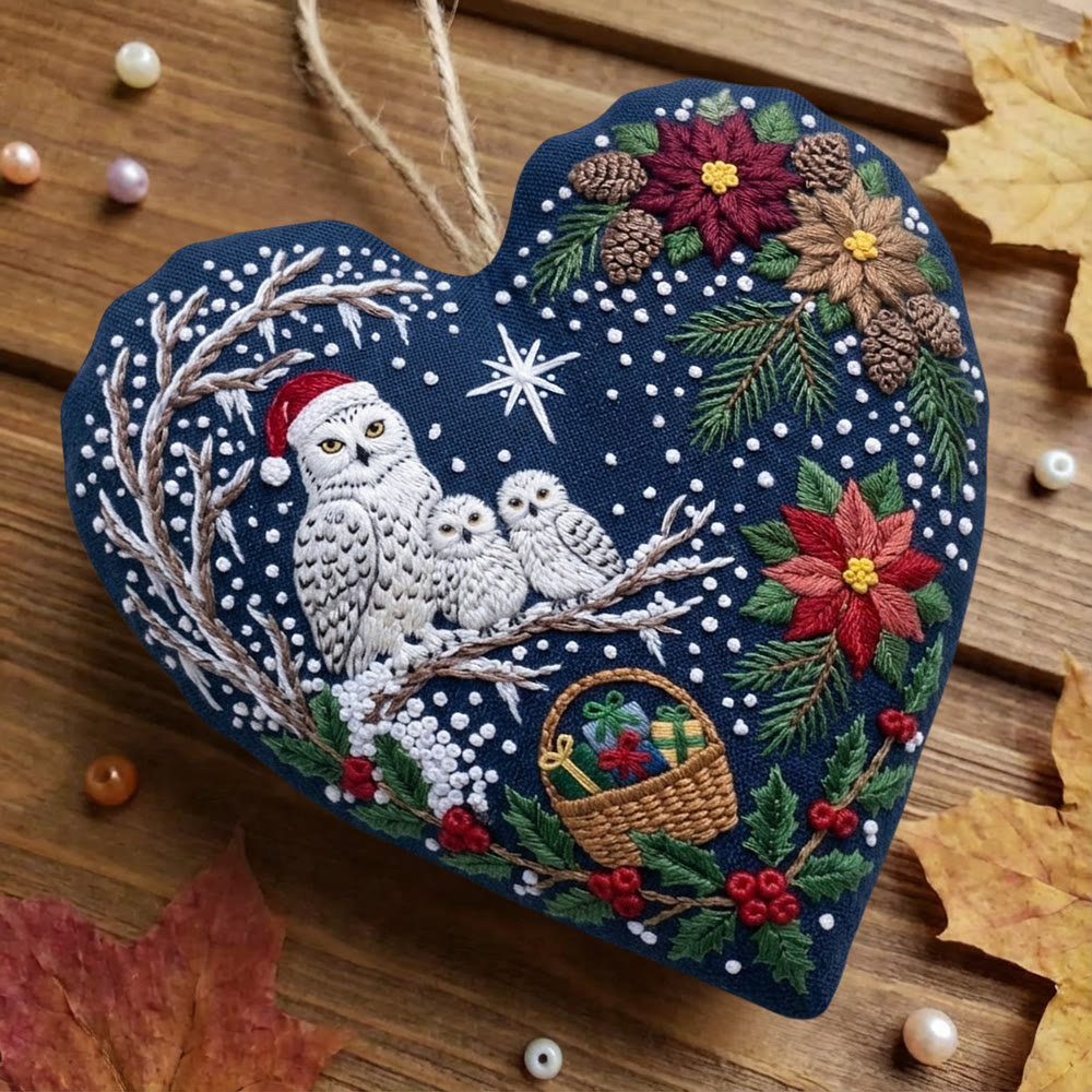 Rubbyoo Herz-Stickset – Weihnachtliche Schneeeulenfamilie | Gemütliche Winterlandschaft zum Selbermachen | Festliche Weihnachtsdeko – Geschenk für Naturliebhaber - image 7